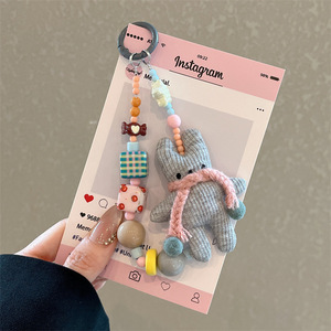Cartoon Rabbit <strong>Beaded</strong> <strong>Keychain</strong> Scarf Decor Bag Charm Pendant - Product Image 2