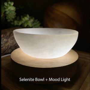 Giá Bán buôn tinh thể tự nhiên ánh sáng bằng gỗ cơ sở đứng hình tròn trắng selenite bát - Product Image 3
