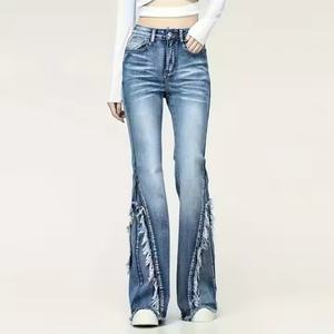 Jeans de Algodón Lavado de Pierna Recta Personalizables OEM, Pantalones Vaqueros Casuales de Verano, Ajustados, Vintage, Transpirables, para Mujer - Product Image 2