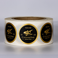 Étiquette adhésive personnalisée en papier texturé imperméable de luxe avec impression en feuille d'or en relief, logo de caviar