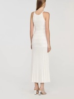 Nouvelle Collection Printemps 2026 : Ensemble Deux Pièces Élégant pour Femme - Haut Tricoté Perlé Blanc et Robe Longue Camisole - Style Tendance