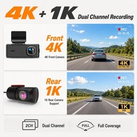 VIEVGUARB V116 Caméra de tableau de bord double 4K avant et arrière, caméra arrière 1080P, WiFi, GPS avec écran 3,2 pouces, mode stationnement, enregistreur de voiture