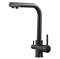 Matt hitam Handel ganda air dingin panas dan Filter air 3 in 1 keran dapur dengan sistem Osmosis Mixer Tap