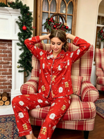 Pyjamas de Noël pour femmes, ensemble de vêtements de nuit et de détente à motif dessin animé, pour dropshipping