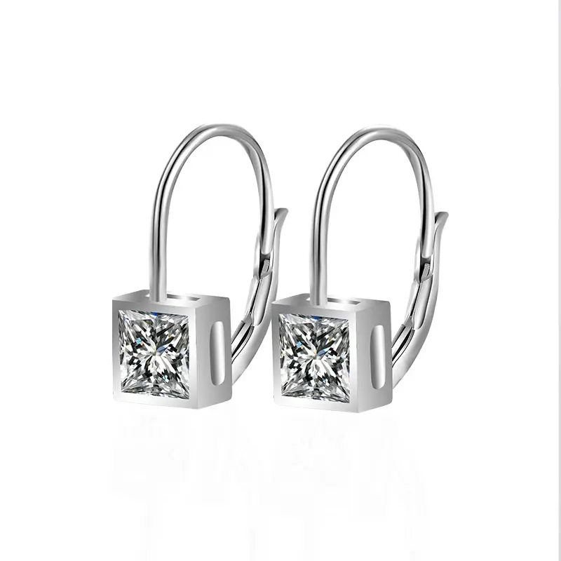 Boucles d'oreilles de mariage en or massif 10K, VVS diamant Moissanite, cerceau en or blanc 14k 18k pour femmes, cadeau