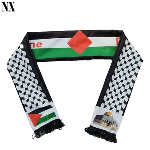 OEM Customized Logo Printing Polyester Palestine Scarf Keffiyeh Palestine Scarf Hijab For Promotion