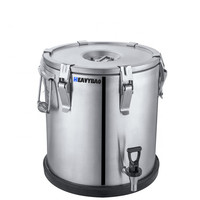 Heavybao 10L 60-80°C Seau isotherme portable en acier inoxydable avec fond en caoutchouc certifié LFGB pour jus et soupes – Équipement de maintien au chaud