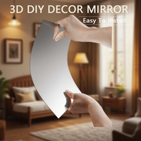 Miroir mural décoratif d'intérieur moderne, portable, en acrylique de 3 mm, léger, incassable, flexible, argenté A4