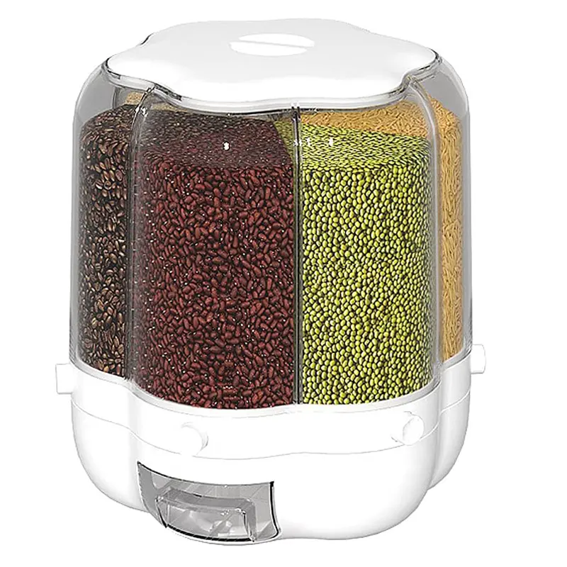 40lb di riso e grano contenitore di stoccaggio di 360 gradi rotante Dispenser di cibo cilindro di misurazione con coperchio resistente all'umidità domestico