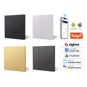 Interruptores Inteligentes Táctiles de 4 Canales con Enchufe Universal, Wi-Fi, Compatible con Tuya, Zigbee, <span class=keywords><strong>Alexa</strong></span> y <span class=keywords><strong>Asistente</strong></span> de Google para Casa, Hotel, Apartamento - Product Image 2