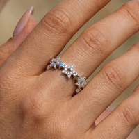 Nouvelle collection été 2026 : Bague éternité étoile creuse en argent sterling 925 avec diamant de laboratoire HTHP VS, série Vie Marine, pour femme