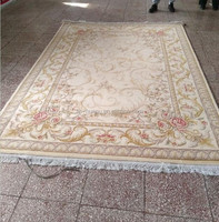 Tapis en laine fait main chinois Aubusson à poils longs, écologique et adapté aux animaux domestiques