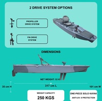 Kayak monoplace 10,5 pieds 3-en-1 avec aileron, pédale et moteur électrique, pour la pêche, en HDPE, certifié CE