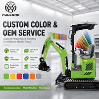 Mini-excavatrice FULCORE certifiée CE avec châssis rétractable à commande hydraulique pour projets d'aménagement paysager