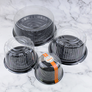 Wholesale 4''6''8'' 10'' Clear PET Plastic Round Cake Packaging tray Box