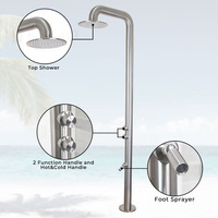 Robinet de douche moderne carré en acier inoxydable 304, sur pied, 2 fonctions, pour piscine extérieure avec douchette à main