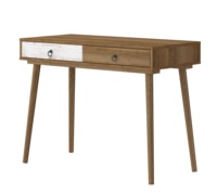 Bureau d'écriture en bois bicolore style ferme, table console à 2 tiroirs avec pieds coniques en bois massif, bureau d'ordinateur pour la maison ou le bureau
