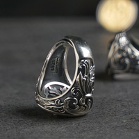 Bague pour homme en argent sterling 925, motif lion vintage, avec pierre précieuse, plaqué or 14K et rhodium, style hip-hop, pour soirée et mode