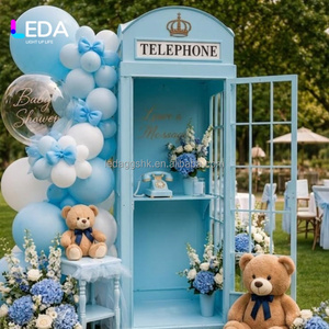 LEDA Moderna Cabina Telefónica Metálica Blanca/Personalizada, Estación de Mensajes, Soporte para Libro de Visitas, Letrero de Bienvenida, Decoración para Eventos, Bodas - Product Image 1