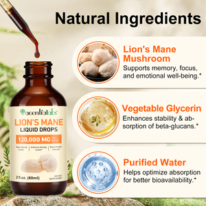 Gotas Líquidas de Melena de León Acentiallabs 60ml, Suplemento Herbal para el Enfoque Cognitivo y Cerebral con Apoyo Inmunológico, Vegano y Sin Gluten - Product Image 4