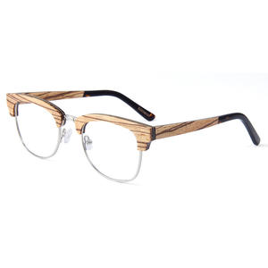 Nouvelles lunettes optiques demi-cerclées en bois avec branches en acétate et protection anti-lumière bleue pour la myopie, unisexe, taille moyenne - Product Image 2
