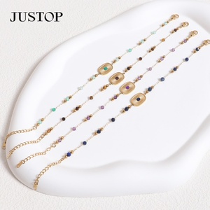 Fancy Bijoux turquesa piedra preciosa pulsera con cuentas elegante piedra Natural Acero inoxidable moda para mujeres niñas patrón en forma de bola - Product Image 3