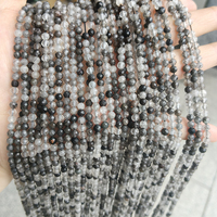 Perles en vrac de quartz noir naturel facetté de 2 mm, 3 mm, 4 mm pour la fabrication de bijoux