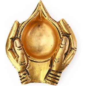 Lampe à huile en forme irrégulière, moulée sous pression, pour usage dans les temples pendant Diwali - Product Image 1