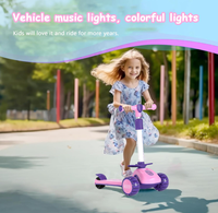 Pont antidérapant à hauteur réglable Scooter pour enfants Jouet enfant de croisière debout avec lumières de roue clignotantes pour garçons filles âgés de 2 à 6 ans
