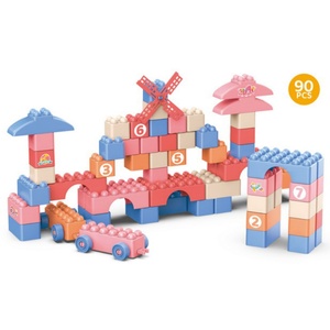 EPT 90ピース パステルカラー 大型ブロックセット 数字学習 積み木 子供向け知育玩具 収納バケツ付き - Product Image 1