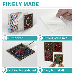 Autocollants muraux en PVC à effet de motif de fleurs Panneaux muraux à peler et à coller Carreau de dosseret résistant à l'huile imperméable pour la cuisine - Product Image 4