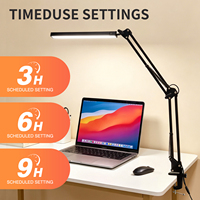Lampe à pince LED pliable à bras articulé, CRI élevé, sans ombre, 3000K-6500K, fonction de minuterie, alimentation USB, lampe de bureau pour étudiants et postes de travail