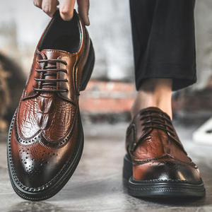 Zapatos de Vestir Formales Negros de Cuero con Cordones y Punta Puntiaguda para Hombre, Estilo Británico Coreano, Zapatos de Moda para Novio de Boda - Product Image 4