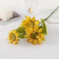 Artificielle 3 Fourchettes Tournesol Jardin Fleurs Décoratives Soie Simulation Tournesol Bouquet