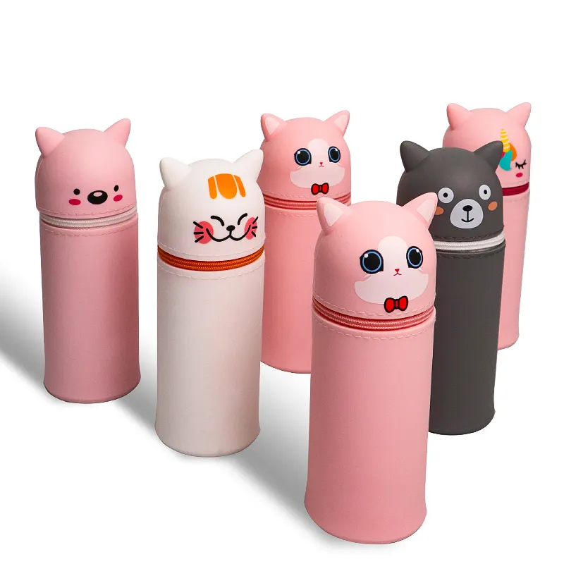 Standing Silicone Pencil Case Cute Design Pen Holder Stationery Bag Organizer School & Office Supplies for Student