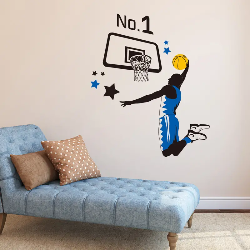 Sports Basketball vinyl wall Stickers WallPaper For Kids Room bedroom Decor mural GYM room Decoration Accessories wall sticker