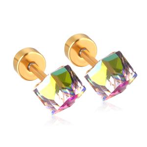 Pendientes Chapados en Oro con Zirconia Tipo Tornillo para Niñas - Product Image 1