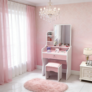 Tocador de Maquillaje Moderno y Minimalista de Madera de Pino con Espejo de Pie, Diseño Ecológico y Duradero para Dormitorio - Product Image 6