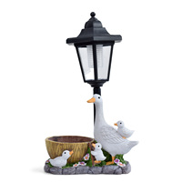 SE7ART BY-055 Grande Décoration Solaire en Résine en Forme de Canard Blanc, Écologique, Créative, pour Aménagement Paysager Extérieur