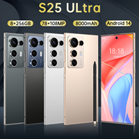 Smartphone S25 Ultra Deca Core LTE Écran OLED HD 7,3 pouces 108MP 8 Go + 256 Go Double SIM 5G Déverrouillage par reconnaissance faciale et empreinte digitale