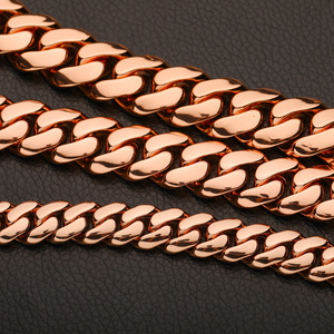 Atacado: Corrente e Pulseira Miami Cuban Link de 10mm-22mm em Latão Rosa Dourado – Joias Hip Hop para Homens e Mulheres - Product Image 6