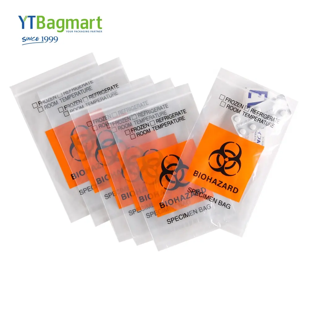 YTBagmart ניתן לאטימה חוזרת פלסטיק פוליאתילן רפואי <span class=keywords><strong>החיטוי</strong></span> צהוב Biohazard Ziplock תיק