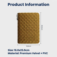 Sac à bijoux de luxe en velours avec fermeture éclair et serrure à combinaison de sécurité, étui de voyage matelassé diamanté avec organiseur à anneaux de reliure