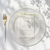 Assiette de présentation en verre raffiné transparent pour la décoration de galas de mariage, assiette de service transparente polie pour réceptions et fêtes
