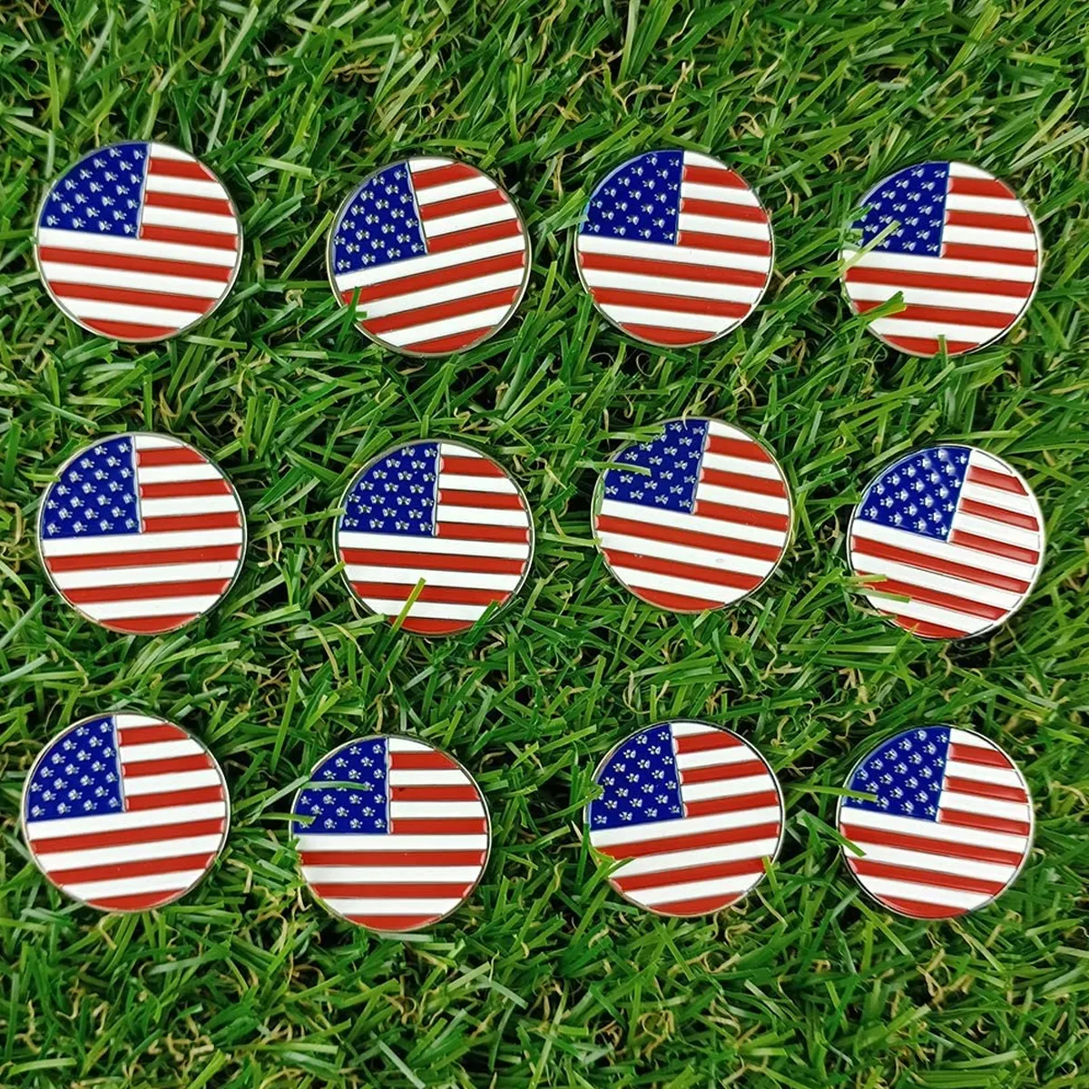 Großhandel American Falg Golf Marker Figur Design Golfball Marker Benutzer definiertes Logo Hochwertige Poker Golf Marker