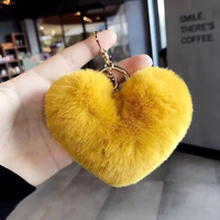 Nouveau porte-clés en peluche cœur avec pompon léopard pour femme, pendentif pour sacs et clés de voiture