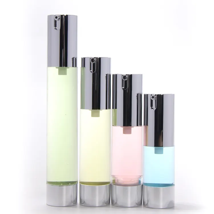 Luxury Skin Care Silver Golden 15ML 30ML 50ML Empty Airless Pump Bottle Cosmetic Lotion Bottle Cosmetic Packaging