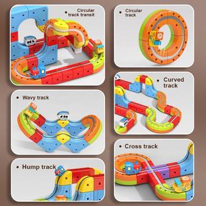 Circuit de construction 3D avec rails et signalisation, 140 pièces, train magique rechargeable par USB, jouets éducatifs - Product Image 2