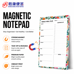 Bloc de notas magnético para planificación semanal de comidas, bloc de notas reutilizable para listas de compras, bloc de notas magnético fuerte para refrigerador, bloc de notas desprendible de primera calidad - Product Image 1