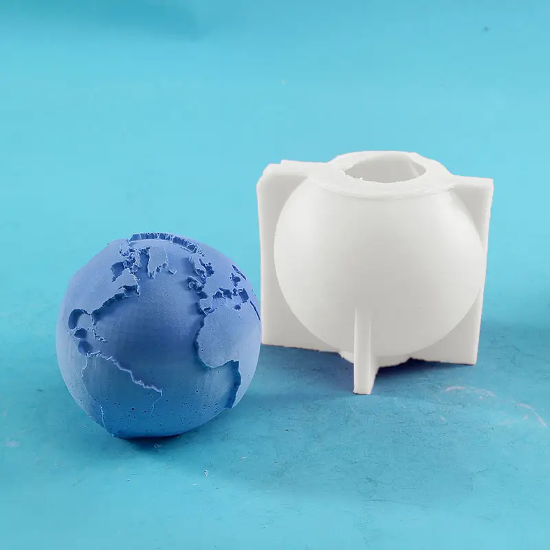 Mascot New Earth Moon Face Ball Shape Molde Para Velas 3D Beeswax Mold DIY Resin Epoxy Silica Gel Plaster Candle Making Tool
